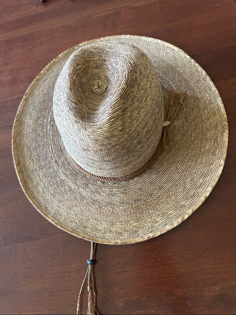 Mexican Sahuayo Palm Straw Hat with Adjustable Tie - Natural USA SZ 6 7/8 Tan